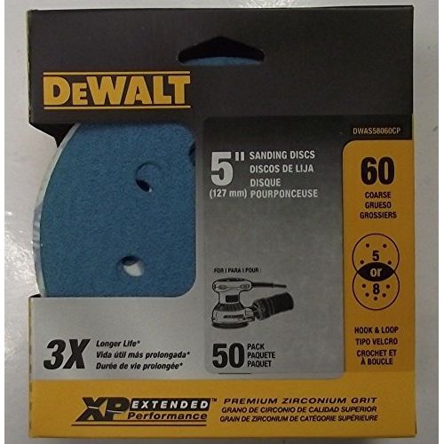  DEWALT 50-Pack 60-Grit 5-in Zirconium Disc Sandpaper Hook & Loop DWAS58060CP