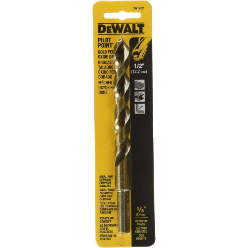  DEWALT DW1932 1/2-Inch Gold Ferrous Oxide Pilot Point Twist Drill Bit