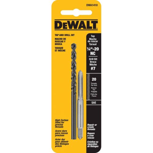  DEWALT DWA1410 DRILL & TAP SET, 1/4-20NC THRD 2PC