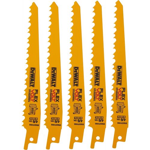  DEWALT DWAFV466 FLEXVOLT 6 TPI Recip Blade (5 Pack), 6