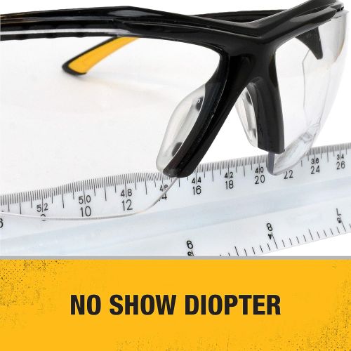  DEWALT DPG106 Spector In-Viz Bifocal Safety Glass - Black/Yellow Frame - Clear Lens - 2.5 Diopter, DPG106-125D