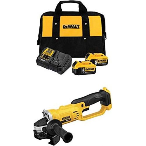  DEWALT DCB205-2CK 20V Max 5.0Ah Starter Kit with 2 Batteries with 20V MAX Grinder