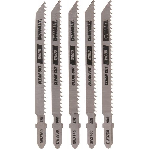  DEWALT DW3760-5 4-Inch 10TPI Fine Finish Wood Cut Cobalt Steel T-Shank Jig Saw Blade (5-Pack)