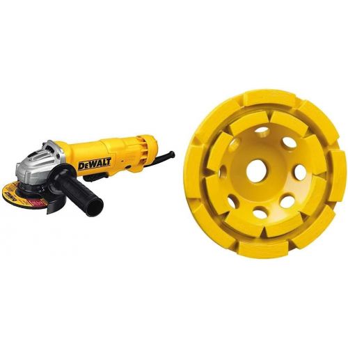  DEWALT Angle Grinder Tool, Paddle Switch, 4-1/2-Inch, 11-Amp (DWE402) & Grinding Wheel, Double Row, Diamond Cup, 4-1/2-Inch (DW4774)