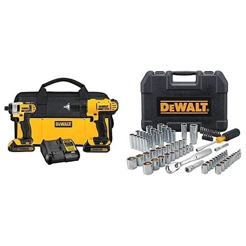  DEWALT DCK240C2 20v Lithium Drill Driver/Impact Combo Kit (1.3Ah) WITH 84pc Mechanics Tool Set