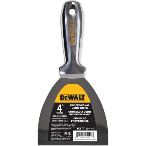  DEWALT 4 All Stainless Steel Joint Knife One-Piece Premium Polished Metal Putty Blade 2-404