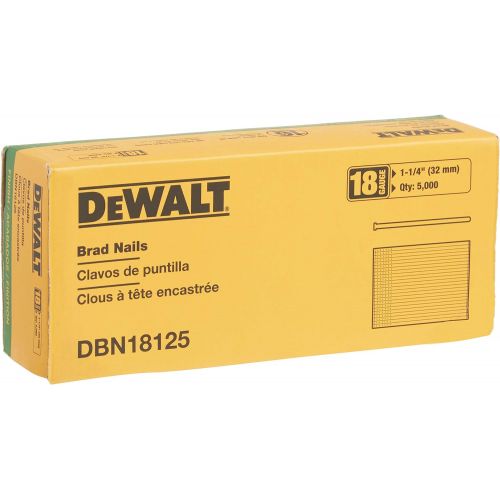  DEWALT Brad Nails, Heavy Duty, 18GA, 1-1/4-Inch, 5000-Pack (DBN18125)