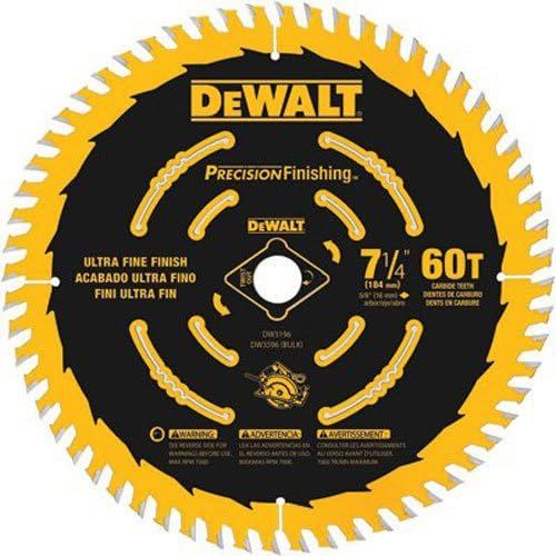  DEWALT 7-1/4 Circular Saw Blade, Precision Finishing, 60-Tooth (DW3196)