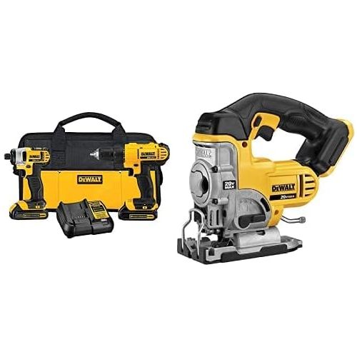  DEWALT DCK240C2 20v Lithium Drill Driver/Impact Combo Kit (1.3Ah) with DCS331B 20-Volt MAX Li-Ion Jig Saw (Tool Only)