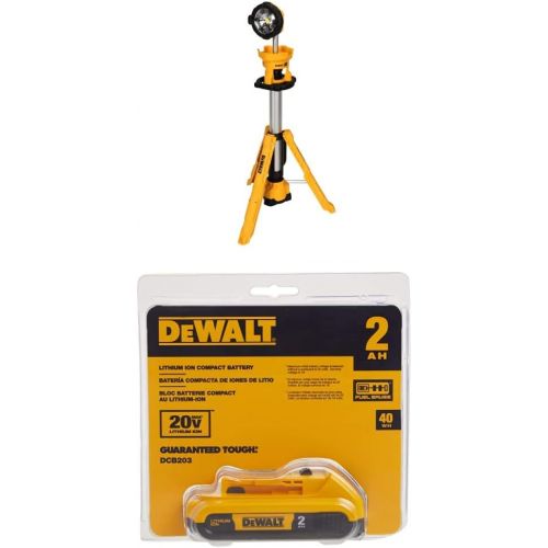  DEWALT DCL079B 20V Max Cordless Tripod Light with 20V 2.0Ah battery