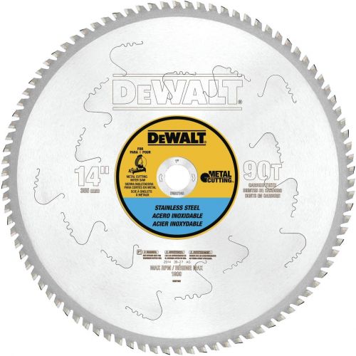  DEWALT 14-Inch Metal Cutting Blade, Stainless Steel, 1-Inch Arbor, 90-Tooth (DWA7749)