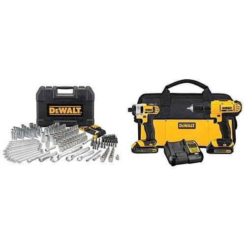  DEWALT Mechanics Tool Set, 205-Piece (DWMT81534) & 20V MAX Cordless Drill Combo Kit, 2-Tool (DCK240C2)