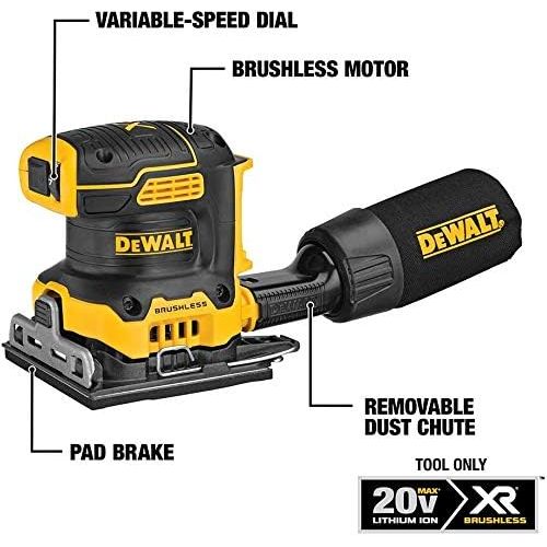  DEWALT 20V MAX XR Palm Sander, Variable Speed, 1/4-Inch Sheet with Battery Pack & Charger Kit, 3-Ah (DCW200B & DCB23C)