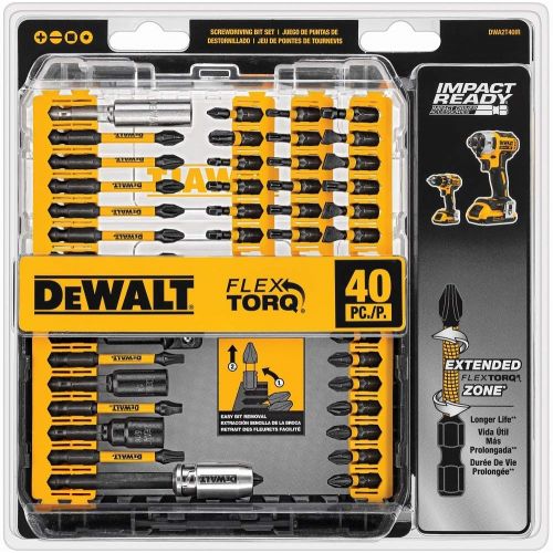  Custom Leathercraft DG5543 16 in. 33 Pocket Tool Bag, Black & DEWALT Screwdriver Bit Set, Impact Ready, FlexTorq, 40-Piece (DWA2T40IR),Black/Silver IMPACT READY FlexTorq Screw Driv