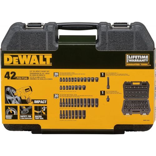  DEWALT Impact Socket Set, Combination, SAE/MM, 3/8-Inch Drive, 42-Piece (DWMT19248)