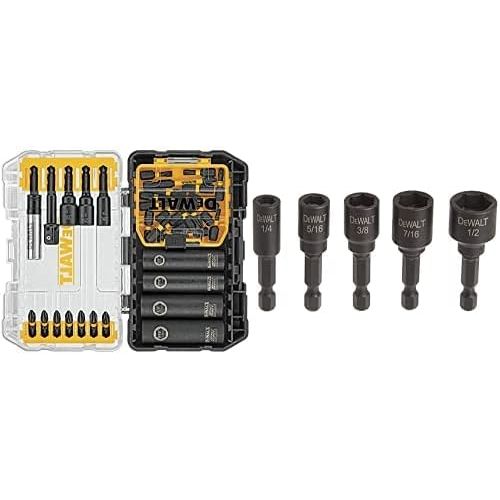  DEWALT Screwdriver Bit Set, Impact Ready, FlexTorq, 35-Piece (DWA2T35IR),Black/Silver & Nut Driver Set, Impact Ready, Magnetic, 5-Piece (DW2235IR)