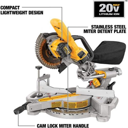  DEWALT 20V MAX* 7-1/4-Inch Miter Saw, Cordless (DCS361M1)