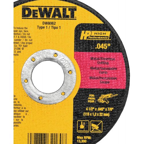  DEWALT Metal Shears Attachment, Impact Ready (DWASHRIR) & Cutting Wheel, General Purpose Metal Cutting, 4-1/2-Inch, 5-Pack (DW8062B5)