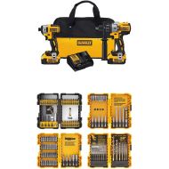 DEWALT 20V MAX XR Brushless Impact Driver and Hammer Drill Combo Kit, Premium 4.0Ah (DCK299M2) with DEWALT DWA2FTS100 Screwdriving and Drilling Set, 100 Piece