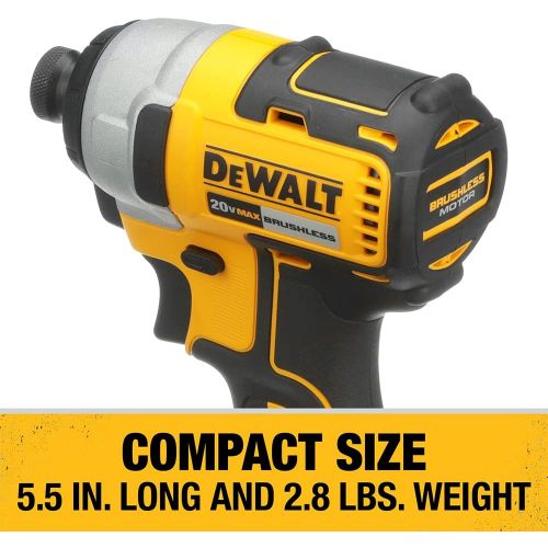  DEWALT 20V MAX* 1/4 in. Cordless Impact Driver Kit, Brushless (DCF787C2)