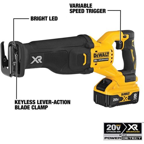  DEWALT 20V MAX* XR Reciprocating Saw Kit, Power Detect Tool Technology (DCS368W1)