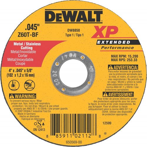  DEWALT DW8850 XP Cutoff Wheel, 4-Inch X .045-Inch X 5/8-Inch