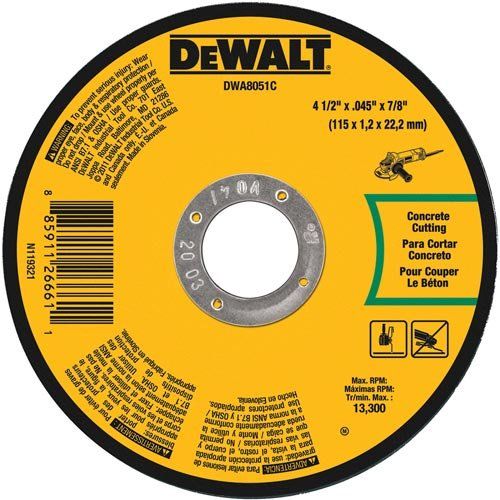  DEWALT DWA8051C Masonry Cut-Off Wheel, 4-1/2-Inch X .045-Inch X 7/8-Inch