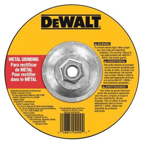  DEWALT DW4544 5-Inch by 1/4-Inch High Performance Fast Metal Grinding Wheel, 5/8-11-Inch Arbor