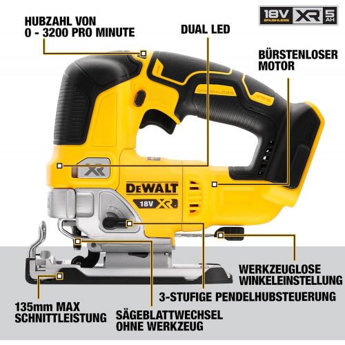  Dewalt DCS334NT-XJ DCS334NT-XJ-Sierra de Calar sin escobillas XR 18V, Black/Yellow, Size