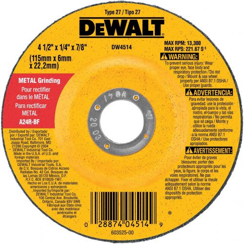  DEWALT DW4954 9-Inch by 1/4-Inch by 5/8-Inch-11 General Purpose Metal Grinding Wheel