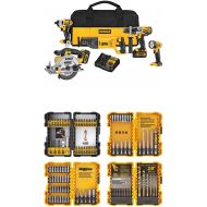 DEWALT DCK590L2 20-Volt MAX Li-Ion 3.0 Ah 5-Tool Combo Kit with DEWALT DWA2FTS100 Screwdriving and Drilling Set 100 Piece