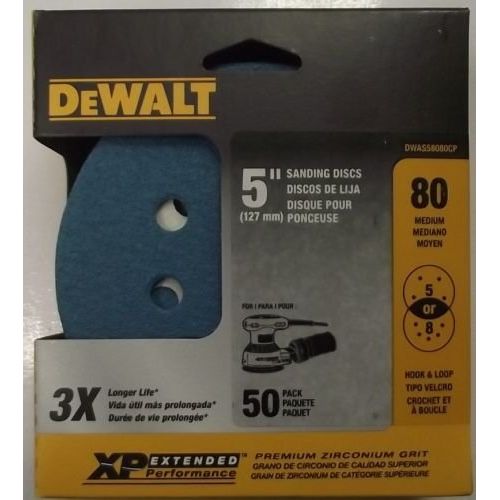  DEWALT 50-Pack 80-Grit 5-in Zirconium Disc Sandpaper Hook & Loop DWAS58080CP