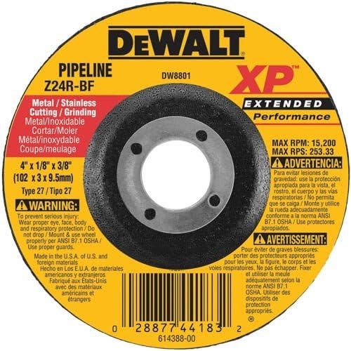  DEWALT DW8801 4-Inch by 1/8-Inch Extended Performance Pipeline Grinding Wheel, 3/8-Inch Arbor