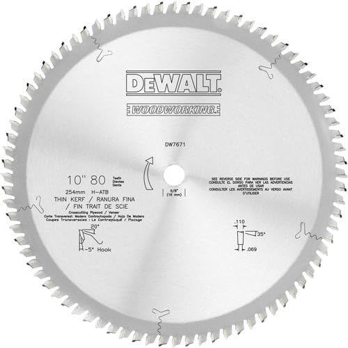  DEWALT DW7671 10-Inch 80T, 5/8 Arbor