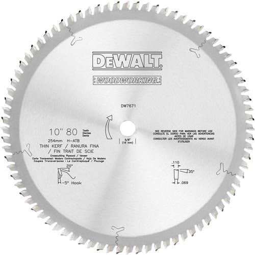  DEWALT DW7671 10-Inch 80T, 5/8 Arbor