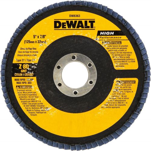  DEWALT DW8363 5-Inch by 7/8-Inch 80G Type 27 Flap Disc