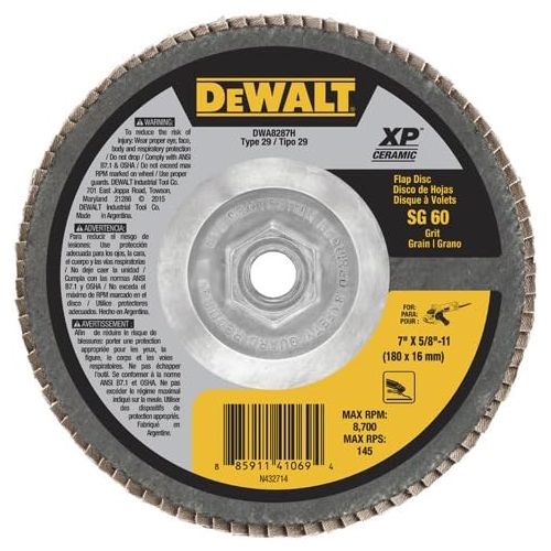  DEWALT DWA8287H 60G T29 XP Ceramic Flap Disc, 7 x 5/8