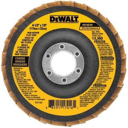  DEWALT DAAB7GVF05 4-1/2-Inch by 7/8-Inch Fine Non Woven Flap Disc