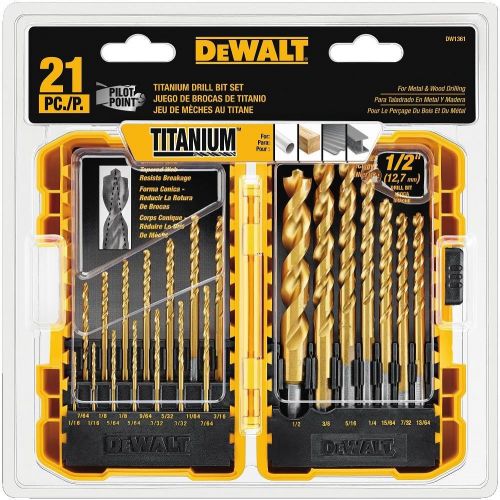  Custom Leathercraft DG5543 16 in. 33 Pocket Tool Bag, Black & DEWALT Titanium Drill Bit Set, Pilot Point, 21-Piece (DW1361)