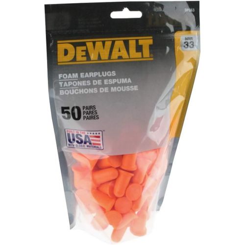  DEWALT Orange Bell NRR33 Foam Earplugs - Uncorded - 50 Pair