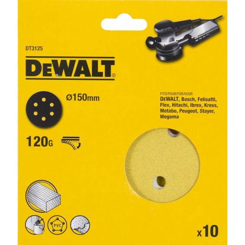  Dewalt DT3125-QZ K120 Sanding disc (10 Piece), 5.9