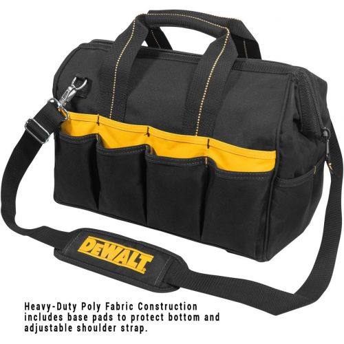  Custom Leathercraft DG5543 16 in. 33 Pocket Tool Bag, Black & DEWALT Screwdriver Bit Set with Tough Case, 45-Piece (DW2166)