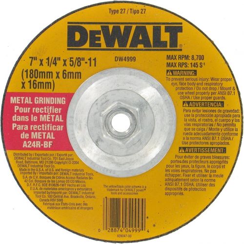  Dewalt Accessories DW4999 7-Inch General-Purpose Metal-Grinding Wheel - Quantity 10