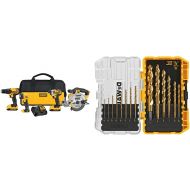 DEWALT DCK421D2 20V MAX Lithium-Ion 4-Tool Combo Kit, 2.0Ah with DW1354 14-Piece Titanium Drill Bit Set