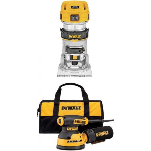  DEWALT 1.25 HP Max Torque Variable Speed Compact Router with Dual LEDs and Variable Speed Random Orbit Sander, 5