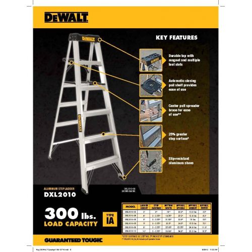  DeWalt DXL2010-02 2-Feet Aluminum Stepladder Type IA with 300-Pound Duty Rating, 2-Feet,Silver