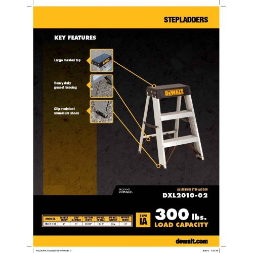  DeWalt DXL2010-02 2-Feet Aluminum Stepladder Type IA with 300-Pound Duty Rating, 2-Feet,Silver