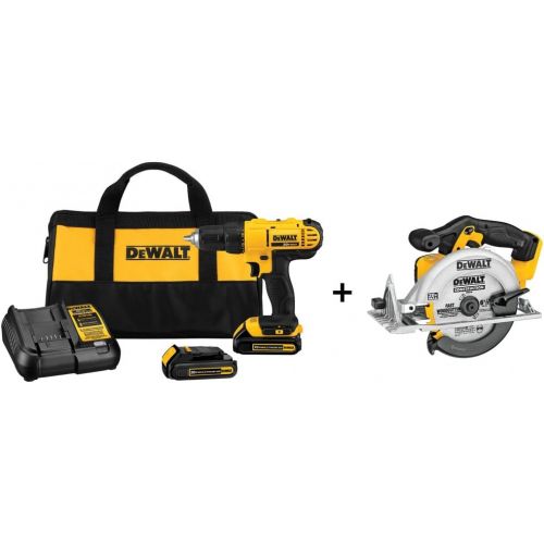  Dewalt DCD771C2 & DCS391B 20V MAX Cordless Lithium-Ion 1/2 in. Compact Drill Driver Kit with 20V MAX Cordless Lithium-Ion 6-1/2 in. Circular Saw