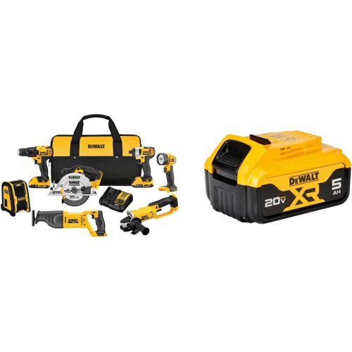  DEWALT DCK720D2 2 Ah 20V MAX Compact 7-Tool Combo Kit with DCB205 20V MAX XR 5.0Ah Lithium Ion Battery-Pack