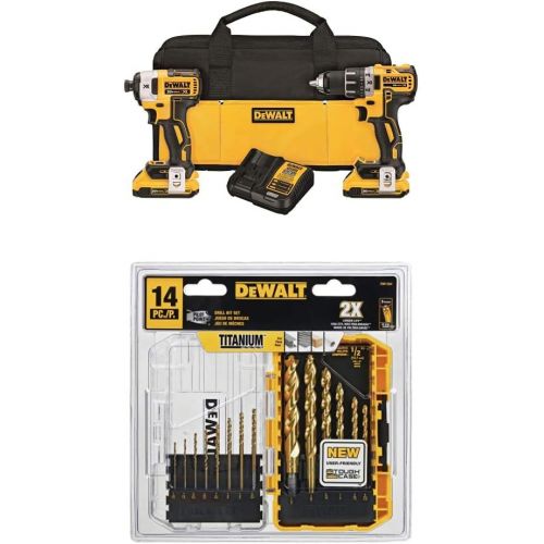  DEWALT DCK283D2 20V MAX XR Compact Cordless Drill/Driver & Impact Driver Combo Kit with DWA2T40IR IMPACT READY FlexTorq Screw Driving Set, 40-Piece